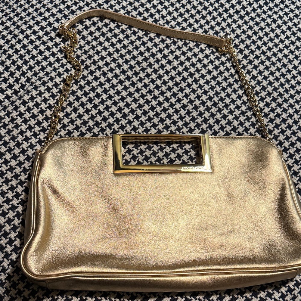 Michael Kors Gold Clutch with Chain Strap